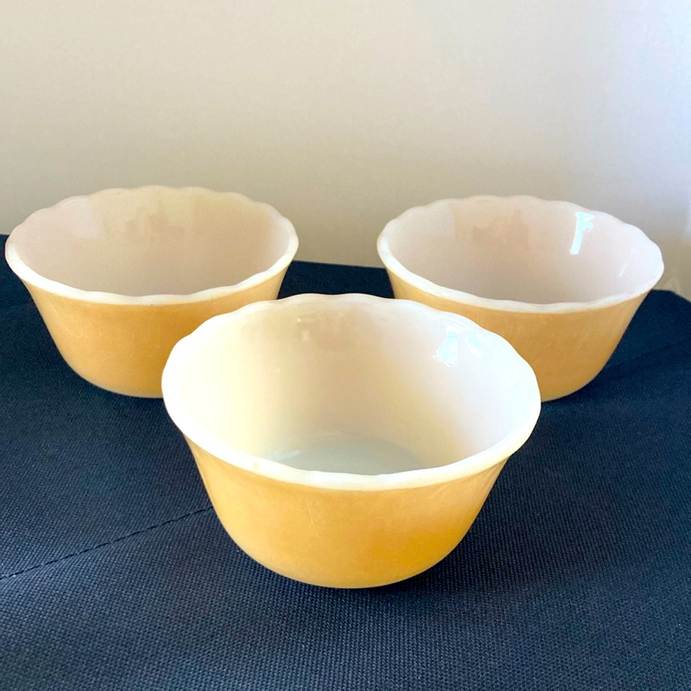 Vintage Fire King Peach Luster custard Cups -Set of 3